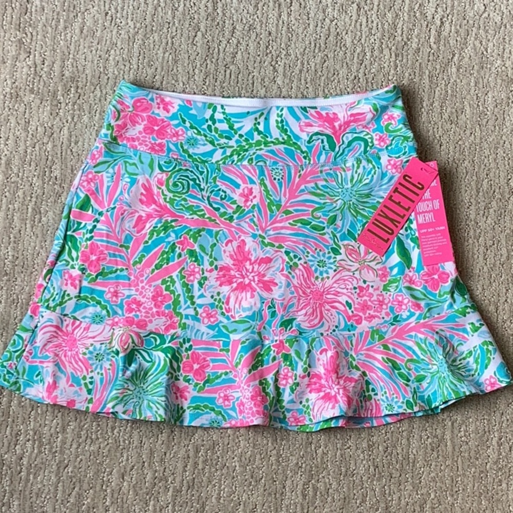 Lilly Pulitzer Pink and Green Floral Skort